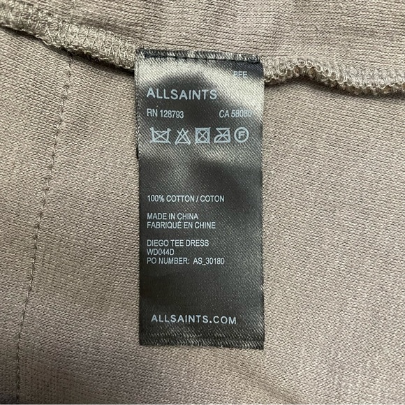 ALL SAINTS Diego Mini Tee Dress Suede Cotton Womens Small - Picture 6 of 6